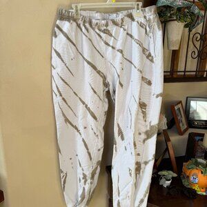 Good American Tie Dye Beige Brown Terry Boyfriend Sweatpants